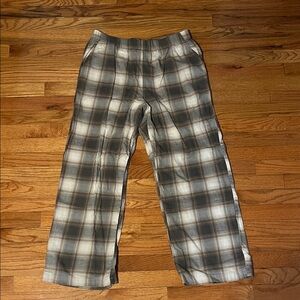 Uniqlo Plaid Cotton Pants in Gray and Cream